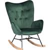 39F FURNITURE DREAM Sedia a dondolo in velluto per cameretta dei bambini, rilassante, bracciolo scandinavo, chaise longue, con schienale alto, camera da letto, ufficio, soggiorno, tessuto, verde, 68 x