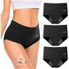 RUIXUE Mutande Mestruali Donna, Donna Cotone Slip Ciclo Protettive Periodico Intima Mestruale Ecologico con 4 Strati Anti perdite Lavabili(3 Pezzi)