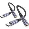 MOSWAG Adattatore Jack per Cuffie USB C a 3,5 mm con DAC Integrato,Adattatore USB C Jack con Dongle Aux Compatibile con iPhone 17 Pro Max Samsung Galaxy S25 S24 S23 Note 20 Pixel 8 iPad (2 Pack)