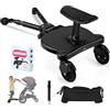 BugyKido Pedana Passeggino Universale con Sedile, Tavola Passeggino con Borsa Portaoggetti per Passeggino e Fune di Sospensione, Buggy Board per Bambini da 2 a 6 Nnni (25KG)