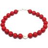 NADIR Bracciale Donna in Pasta di Corallo con Perla Bianca Coltivata 21cm (Rosso)