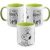 United Labels The Peanuts Tazza Snoopy - So many books - So little time - Tazza da caffè in ceramica verde bianco 320 ml