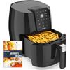 Hermitlux Friggitrice ad Aria 5,5 Litri, 10 Programmi, con Touchscreen Digitale LED, Air Fryer senza Olio, Preriscaldamento e Mantenimento in Caldo, con Ricetta, 1500 W, Lavabile in Lavastoviglie