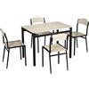 DecHome - Set da Pranzo 5 Pezzi con 1 Tavolo Rettangolare 100x63x76.5 cm e 4 Sedie 45x40x82 cm in Acciaio e MDF colore Nero e Rovere