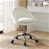 WOLTU Sedia da Scrivania per Casa Regolabile in Altezza con Rotelle, Sedia Trucco Girevole Ergonomica, Ufficio, Camera da Letto, Studio, Velluto, Crema, BS167cm