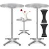 KESSER® Set da 2 tavoli da bar pieghevoli | Piano in acciaio inox verniciato a polvere | Piedini regolabili in altezza | Tavolo da festa Ø 80 cm | Tavolino pieghevole con copertura argento