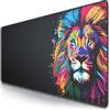 TITANWOLF - XXL Tappetino per Mouse da Gioco - Gaming Mousepad Extra Grande 900 x 400mm - Mousepad Pad con Base in Gomma Antiscivolo - Spessore 3mm - Nero - Modello Colour Lion