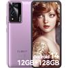 CUBOT Smartphone Android 14 Telefono Cellulare 12GB(4+8) RAM + 128GB ROM TF 1TB Expand 48MP Fotocamera 6,56 Schermo 5100mAh a10 Smartphone 4G Doppio SIM Face ID - Viola