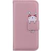 Annuo Custodia iPhone 5/5S/SE 2016, TPU Antiurto Funzione Stand, Flip Cover Cartoon Cute Coniglio Custodia Protettiva Caso,Cover iPhone 5/5S/SE 2016, Rosa