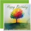 Stuff4 Biglietti di compleanno donne e uomini con albero ad acquerello biglietto di auguri di compleanno mamma papà fratello sorella zio cugino nonno tata e amico 145mm