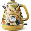 Hazel Quinn Bollitore Elettrico Vintage Con Termometro, Acciaio Inossidabile E Privo Di BPA, Base Cordless A 360 Gradi, Spegnimento Automatico, 1.7 Litri, 2200 Watt - Stampa Floreale