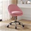 WOLTU Sedia da Scrivania per Casa Regolabile in Altezza con Rotelle, Sedia Trucco Girevole Ergonomica, Ufficio, Camera da Letto, Studio, Velluto, Rosa, BS167rs
