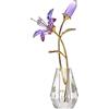 LONGWIN Fiori artificiali di giglio tigre con vaso di cristallo, statuette da collezione in cristallo viola decorative per casa, matrimonio, idea regalo per festa della mamma, San Valentino