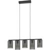 Eglo Colomera Lampadario a sospensione per tavolo da pranzo con 5 luci, elegante lampadrio per sala da pranzo in metallo nero e vetro fumé, attacco E27, 80 cm