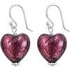 Sophia Rose Orecchini in vetro di Murano con cuore viola realizzato in argento sterling