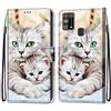 Mo-Somnus Cover per Samsung Galaxy M31, Custodia in PU Pelle Magnetica Libro Flip Caso Antiurto Portafoglio [Supporto Stand] con Porta Carte e Cinturino da Polso Wallet Case (Gatti 2)