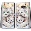 Mo-Somnus Cover per Samsung Galaxy A5 2017/ A520, Custodia in PU Pelle Magnetica Libro Flip Caso Antiurto Portafoglio [Supporto Stand] con Porta Carte e Cinturino da Polso Wallet Case (Gatti 2)