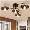 GBLY Lampada da soffitto vintage lampada da soggiorno - Retro lampada | sala da pranzo con 4 E27 fiamme lampadina lampada in metallo industriali design illuminazione interni