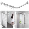 AUBWIG Asta per Tenda da Doccia a L in Acciaio Inox 304, Binario Doccia Angolare Estensibile Senza Foratura, Antiruggine per Bagno e Vasca, 75-95 cm x 75-95 cm