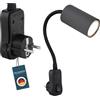 bmf-versand® Lampada da parete con interruttore - Lampada da parete per interni della cameretta con spina - Lampada da parete grigia per camera da letto - Lampada da lettura grigio GU10