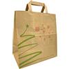 MAQA 50 pz Shopper carta kraft Natale 32+21x32 o 27+16x29 cm Buste carta con manico avana fantasia Natalizia, Sacchetti Regalo 32+21x32 cm