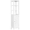 Yaheetech Mobile da Bagno Armadietto a Colonna Alto e Stretto 160 x 40 x 32 cm Mobiletto Cucina Autoportante da Angolo in Legno Armadio Moderno Multiuso da Terra con Ripiani e Ante Bianco