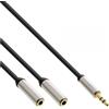 InLine Slim Audio cavo Y da spina 3,5mm a 2 prese jack, 1m