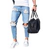 ShiFan Strappati Skinny Jeans A Vita Bassa da Uomo Comfort Stretti Pantalone da Denim Slim Stretch Azzurro Chiaro M