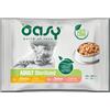 Oasy Cat Bocconcini in Salsa Flowpack Adult Sterilised con Pollo e Salmone 4x85 gr
