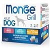 Monge Dog Grill Bocconcini in Jelly Adult Multipack - 12x100 gr con Pollo e Tacchino, Manzo, Merluzzo