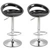 HOMCOM Set 2 Sgabelli da Bar Alti, Sgabelli Girevoli a 360°, con Schienale e Poggiapiedi, Altezza Regolabile, Base in Acciaio, per Sala da Pranzo e Cucina, 46x41x76-96cm, Nero