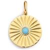 SINGULARU - Charm Solei Turchese. Ottone con Finitura Placcata Oro 18Kt. Ciondolo con Dettagli in Pietre Naturali. Chiusura a Moschettone. Gioielli da Donna