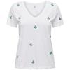 ONLY Onlketty S/S V-Neck Top Box Jrs T-Shirt, Bianco Brillante/AOP: Cactus, S Donna