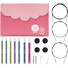 KnitPro Set ferri intercambiabili Zing - Coppie di ferri circolari da 7x13 cm con accessori Set Zing Midi, codice colore per principianti, professionisti e set regalo