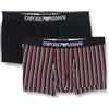 Emporio Armani Stretch Cotton Classic Pattern Mix 2-Pack Trunk, Boxer Uomo, Multicolore (Red Stripes Print-Black), L