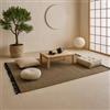 DEGHI Tappeto 170x120 cm in juta e cotone naturale effetto intreccio con frange nere