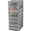 Iris Ohyama Cassettiera in Plastica, Portaoggetti, 8 Cassetti Medi, Argento, Apertura Facile, Formato A4, A5 e A6, Organizzatore, Per Ufficio, Scuola, Cartoleria, Senza BPA, Contenitore, OCH-2080