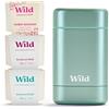 Wild - Deodorante Naturale Ricaricabile - Senza Alluminio - Astuccio Aqua con Varie Ricariche (3 x 40g) - Incluse Profumazioni Fresh Cotton & Sea Salt, Cherry Blossom e Coconut & Vanilla