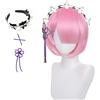 animacoser Ram Wig - Parrucca con fascia per capelli, a forma di X, con fiocco, per cosplay, per donne e ragazze (ram)