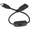 chenyang Cavo di prolunga per interruttore di alimentazione USB C maschio a femmina con pulsante di accensione on/off DC 5 V cavo di prolunga di alimentazione per tastiera del computer portatile