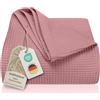 LAYNENBURG Copriletto 220 x 240 cm XXL - Waffle Pique 100% Cotone - Coperta Estiva Leggera - Coperta di Cotone Come Coperta da Letto, Coperta da Divano, Coperta ariosa da Divano (Rosa antico)