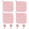 DHSBGWSX 4 asciugamani, 4 ganci, asciugamani in fibra rosa, asciugamani per il viso, asciugamani morbidi da bagno, asciugamani in microfibra per la cura della pelle