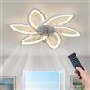 WDENI Bianco fiore LED ventilatore da soffitto luminosità regolabile 3 colori variabile adatto per soggiorno camera da letto