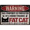 GLOBLELAND Targa in Metallo con Gatto Vintage Divertente Gatto Grasso Segno di Avvertimento Targa in Metallo per Interni Ed Esterni Casa Bar caffè Cucina Decorazione da Parete Ferro 12x8 Pollici