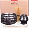 Goodwei Matcha Kit con Frusta Matcha, Ciotola Matcha e Supporto Frusta in ceramica con lo stesso design | Tazza Matcha Chawan tradizionale, 430 ml | The Matcha Set Regalo (80, Tetsu)
