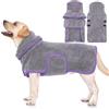Hjyokuso Accappatoio Cane Microfibra, Asciugamano Per Cani Ultra Assorbente Piccoli Medio Grande Taglia, Accappatoio Da Asciugatura Rapida Regolabile Per Fare Il Bagno, Nuotare - Grigio XS