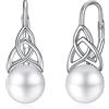 YAFEINI Orecchini di Perle per Donna Orecchini a Cerchio con Nodo Celtico Irlandese in Argento Sterling 925