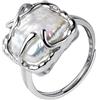 IMINI Anello Di Perle Barocche Da Donna In Argento Sterling 925 Anello In Argento Con Perline Irregolari Anello Di Nozze Aperto Regolabile Per Le Signore Compleanno Ragazza Regalo Di San Valentino, Metallo