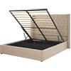 Beliani Letto Imbottito in Tessuto Beige con Box e testiera Alta 160 x 200 cm