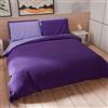 PETTI Artigiani Italiani - Set Copripiumino Matrimoniale 250x200 cm (2 Federe 50x80 cm Incluse), Parure Copripiumino Morbida Microfibra Tinta Unita Lilla - Viola